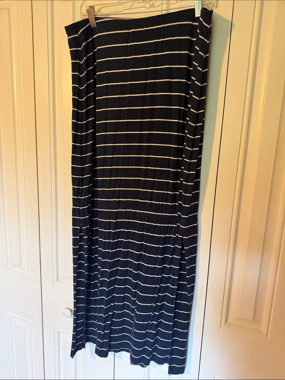 Old Navy Navy and White Horizontal Stripe Maxi Skirt